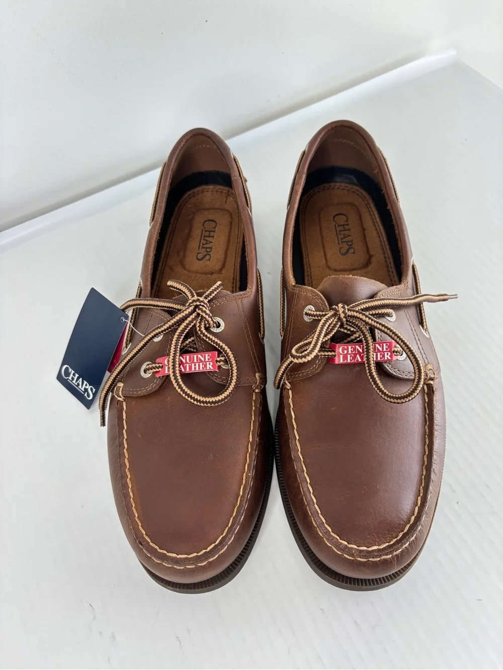 Chaps Ralph Lauren Brown Leather Boat Shoes Mens 12 M Preppy Classic NEW!